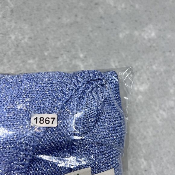 Chico's Sweater 3 XL Blue Shiny Metallic Long Sleeve Asymmetrical Sweater 1867 - Picture 10 of 10